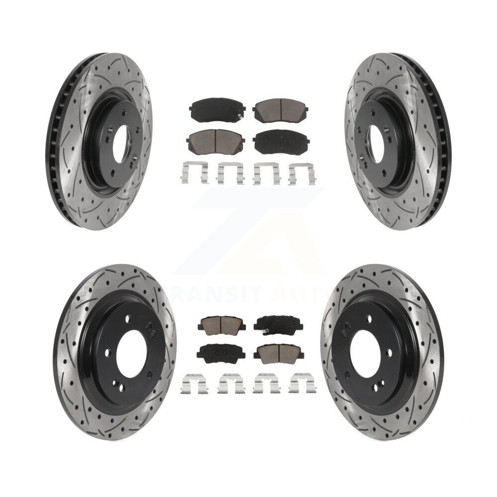 Front Rear Drill Slot Brake Rotors Ceramic Pad Kit For Hyundai Sonata GAS engine