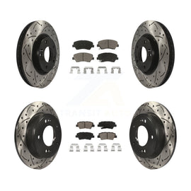 Front Rear Coat Drill Slot Disc Brake Rotor Ceramic Pad Kit For Hyundai Veloster