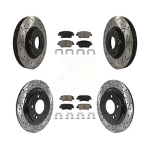Load image into Gallery viewer, Front Rear Coated Drilled Slot Disc Brake Rotor &amp; Ceramic Pad Kit For Kia Optima