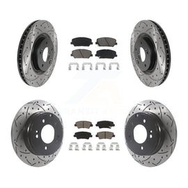 Front Rear Coat Drill Slot Disc Brake Rotors Ceramic Pad Kit For Kia Optima 2.0L