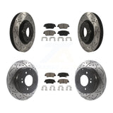Front Rear Drill Slot Brake Rotors Ceramic Pad Kit For Hyundai Sonata Kia Optima