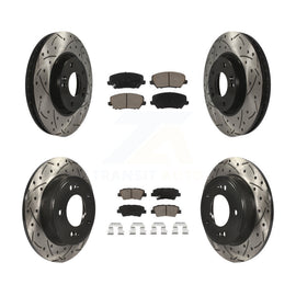 Front Rear Drilled Slot Disc Brake Rotor Ceramic Pad Kit For Kia Forte Forte5 SX