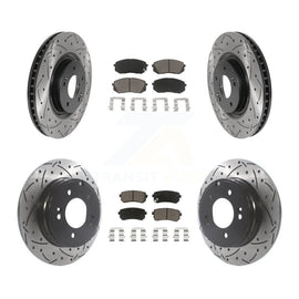 Front Rear Drill Slot Brake Rotor Ceramic Pad Kit For Hyundai Tucson Kia Cadenza