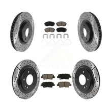 Load image into Gallery viewer, Front Rear Coated Drilled Slot Disc Brake Rotor &amp; Ceramic Pad Kit For Kia Optima