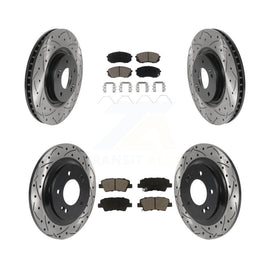 Front Rear Coated Drilled Slot Disc Brake Rotor & Ceramic Pad Kit For Kia Optima