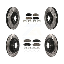 Charger l'image dans la galerie, [Front+Rear] 2013-2016 Dodge Dart Performance Drilled &amp; Slotted Brake Rotor &amp; Ceramic Pads Kit For Max Braking
