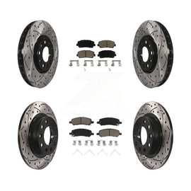 [Front+Rear] 2013-2016 Dodge Dart Performance Drilled & Slotted Brake Rotor & Ceramic Pads Kit For Max Braking
