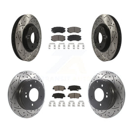 Front Rear Drilled Slot Disc Brake Rotor Ceramic Pad Kit For Hyundai Sonata 3.3L