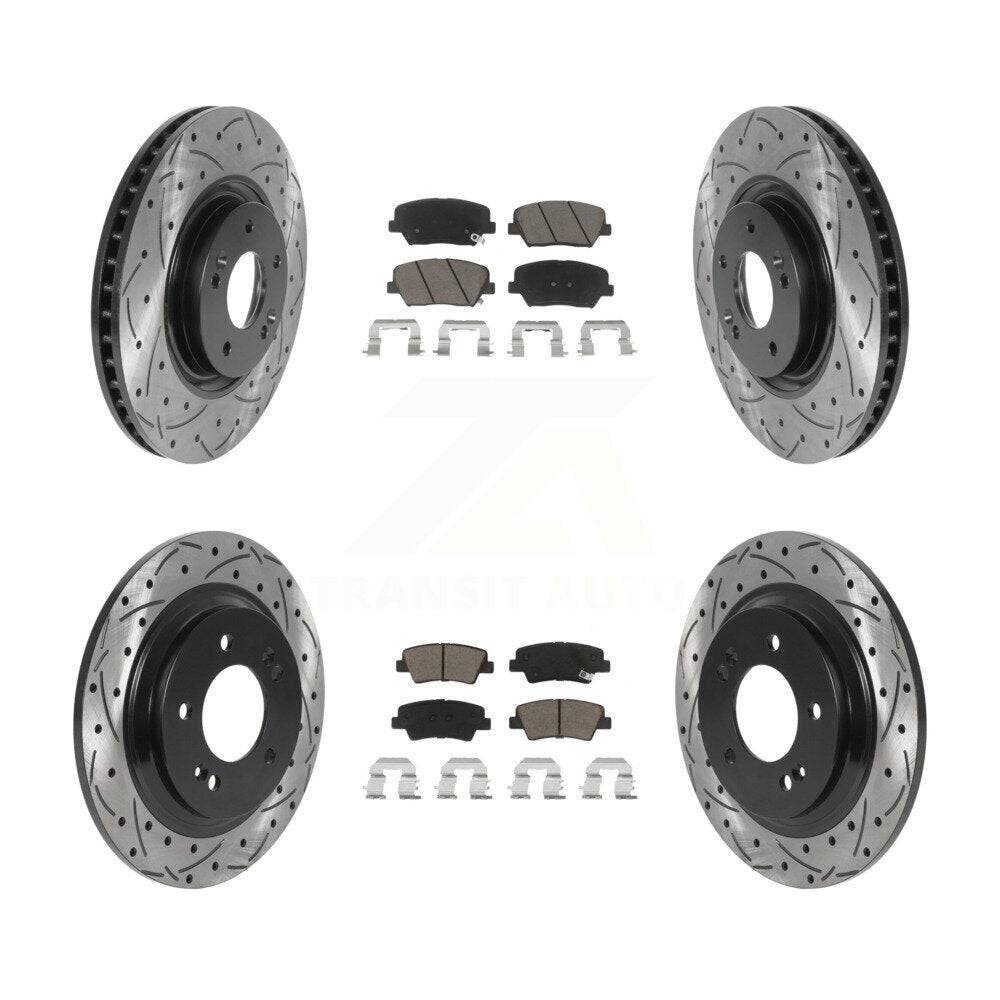 Front Rear Drill Slot Disc Brake Rotor Ceramic Pad Kit For Hyundai Azera Limited