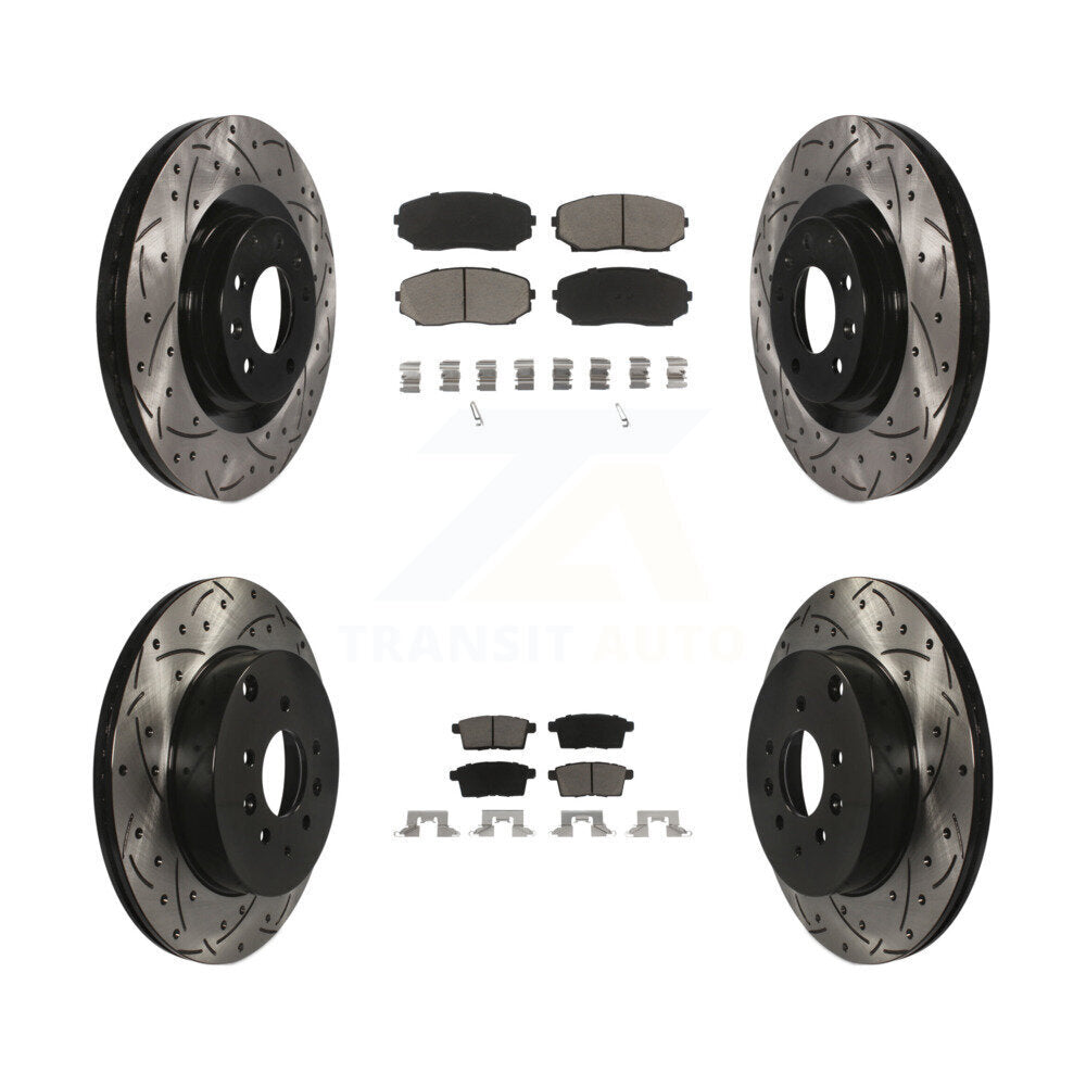 [Front+Rear] 2007-2015 Mazda CX-9 Performance Drilled & Slotted Brake Rotor & Ceramic Pads Kit For Max Braking