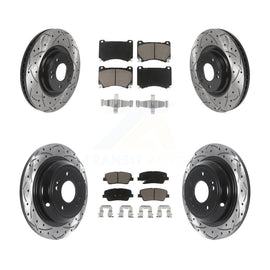 Front Rear Drill Slot Disc Brake Rotors Ceramic Pad Kit For Hyundai Genesis 4.6L