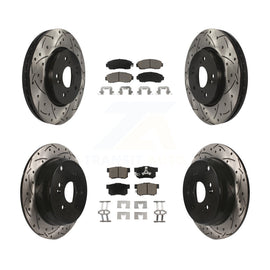 Front Rear Drill Slot Disc Brake Rotors Ceramic Pad Kit For Honda CR-V Acura RDX