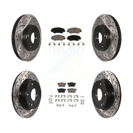 Front Rear Drill Slot Disc Brake Rotor Ceramic Pad Kit For Honda Civic Acura ILX