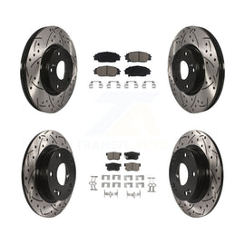 Front Rear Drill Slot Disc Brake Rotor Ceramic Pad Kit For Honda Civic Acura CSX