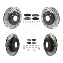 Load image into Gallery viewer, Front Rear Coated Drilled Slot Disc Brake Rotors Ceramic Pad Kit For Honda Civic