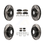 Front Rear Coated Drilled Slotted Disc Brake Rotor Ceramic Pad Kit For Acura CSX