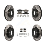 Front Rear Coated Drilled Slotted Disc Brake Rotor Ceramic Pad Kit For Acura CSX