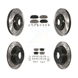 [Front+Rear] 2017-2022 Acura ILX Performance Drilled & Slotted Brake Rotor & Ceramic Pads Kit For Max Braking