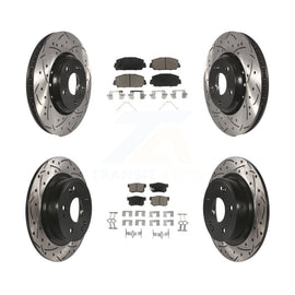 [Front+Rear] 2017-2022 Acura ILX Performance Drilled & Slotted Brake Rotor & Ceramic Pads Kit For Max Braking