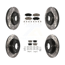 Charger l'image dans la galerie, Front Rear Coated Drilled Slot Disc Brake Rotors Ceramic Pad Kit For Honda Civic