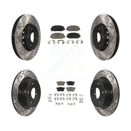 [Front+Rear] 2016 Acura ILX Performance Drilled & Slotted Brake Rotor & Ceramic Pads Kit For Max Braking