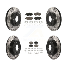 [Front+Rear] 2013-2015 Acura ILX 1.5L Performance Drilled & Slotted Brake Rotor & Ceramic Pads Kit For Max Braking