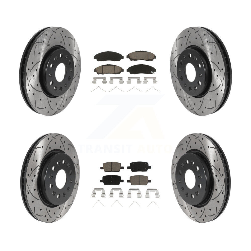 Front Rear Drilled Slot Brake Rotor & Ceramic Pad Kit For Chevrolet Traverse GMC