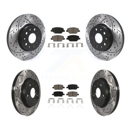 Front Rear Coat Drill Slot Disc Brake Rotor Ceramic Pad Kit For Chevrolet Camaro