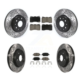 Front Rear Coat Drill Slot Disc Brake Rotor Ceramic Pad Kit For Chevrolet Camaro
