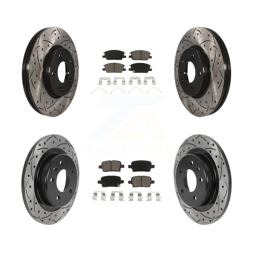 Front Rear Drilled Slot Brake Rotor Ceramic Pad Kit For Chevrolet Equinox Malibu