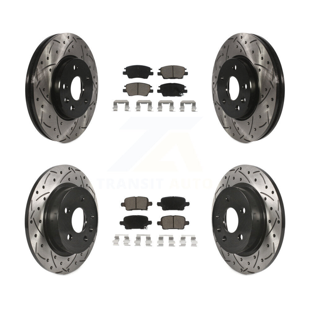 Front Rear Coat Drill Slot Disc Brake Rotors Ceramic Pad Kit For Chevrolet Cruze