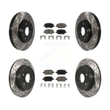 Front Rear Coat Drill Slot Disc Brake Rotors Ceramic Pad Kit For Chevrolet Cruze