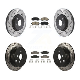 Front Rear Coated Drill Slot Disc Brake Rotor Ceramic Pad Kit For Subaru Impreza
