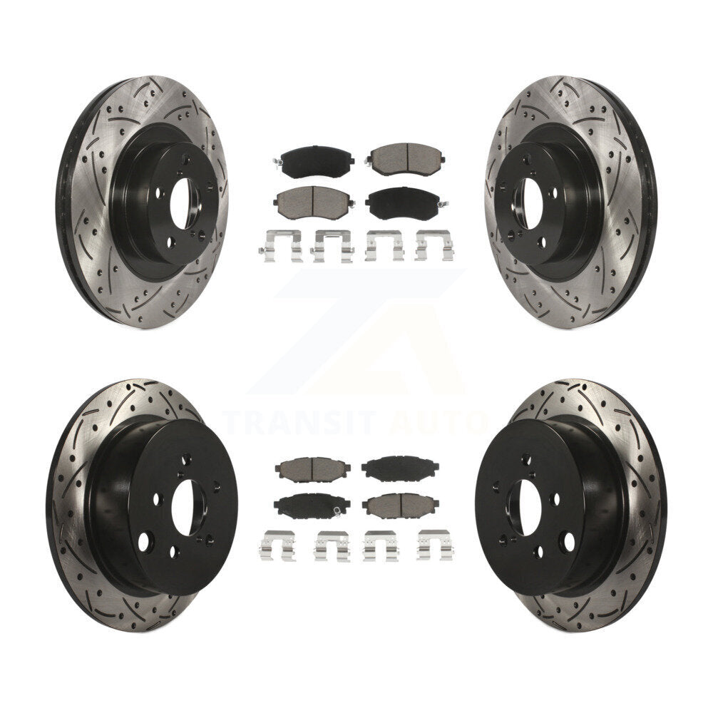 Front Rear Drilled Slot Disc Brake Rotors Ceramic Pad Kit For Subaru Forester XV
