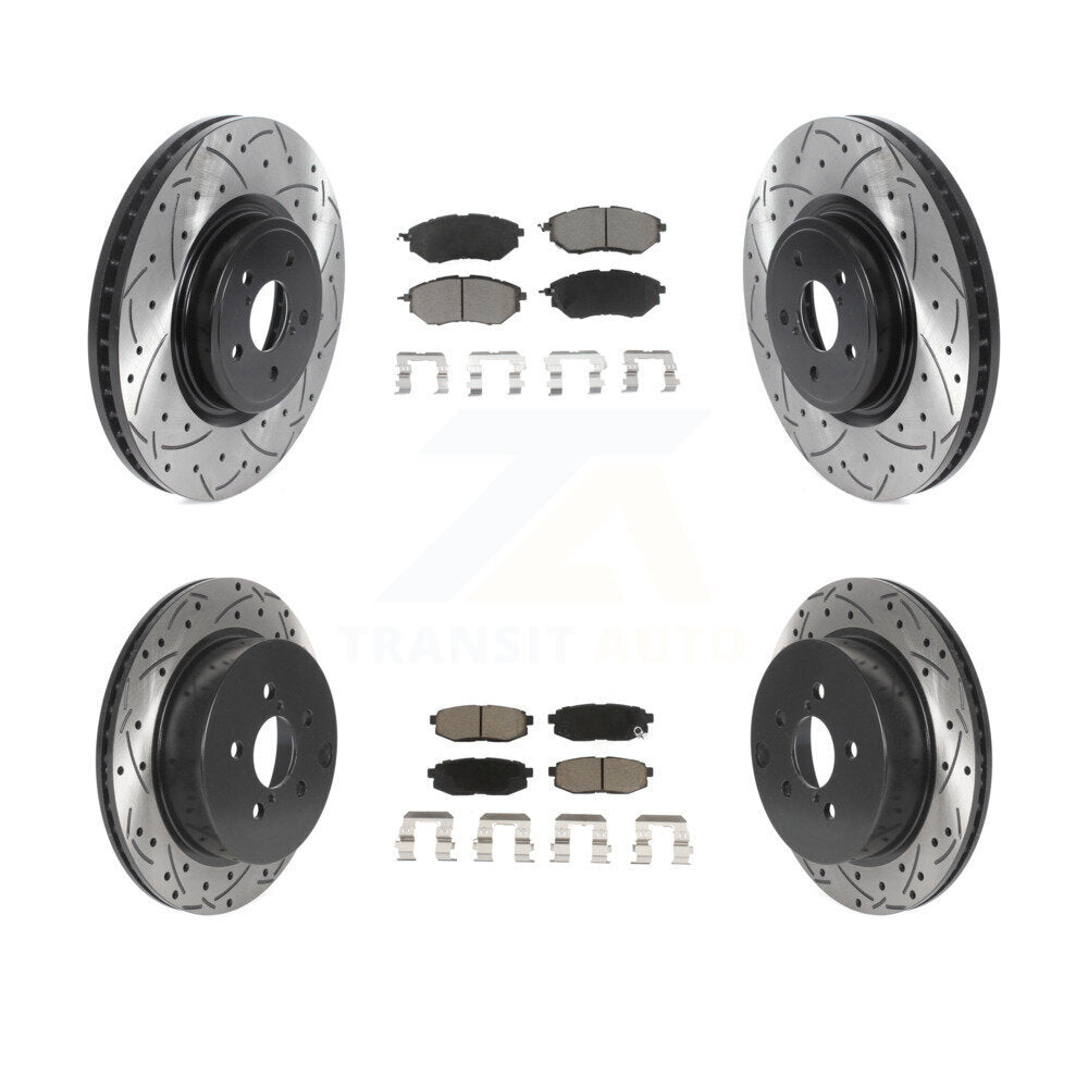 Front Rear Drill Slot Brake Rotor Ceramic Pad Kit For 14-18 Subaru Forester 2.0L