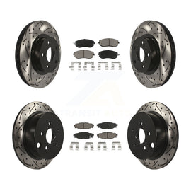 Front Rear Coated Drill Slot Disc Brake Rotor Ceramic Pad Kit For Subaru Impreza