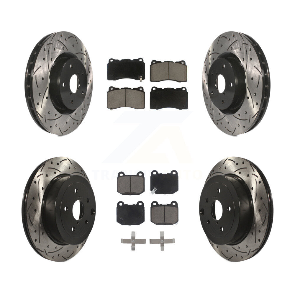 Front Rear Drilled Slot Brake Rotor & Ceramic Pad Kit For Subaru Impreza WRX STI