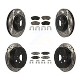 Front Rear Coated Drill Slot Disc Brake Rotor Ceramic Pad Kit For Subaru Impreza