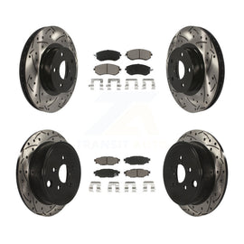 Front Rear Coated Drill Slot Disc Brake Rotor Ceramic Pad Kit For Subaru Impreza