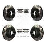 Front Rear Drill Slot Disc Brake Rotor Ceramic Pad Kit For Ford F-450 Super Duty