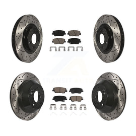 Front Rear Drill Slot Brake Rotors Ceramic Pad Kit For Kia Sorento Hyundai Santa