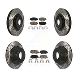 Front Rear Drill Slot Brake Rotors Ceramic Pad Kit For Kia Sorento Hyundai Santa