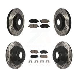 Front Rear Drilled Slot Disc Brake Rotor Ceramic Pad Kit For Hyundai Santa Fe XL