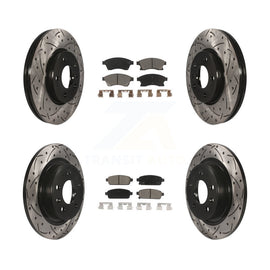 [Front+Rear] 2012-2013 Buick Verano Performance Drilled & Slotted Brake Rotor & Ceramic Pads Kit For Max Braking