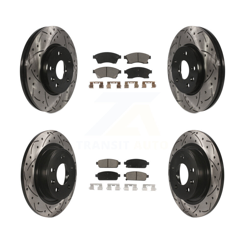 Front Rear Coat Drill Slot Disc Brake Rotors Ceramic Pad Kit For Chevrolet Cruze