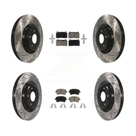 Front Rear Coated Drilled Slotted Disc Brake Rotor & Ceramic Pad Kit For Audi Q5