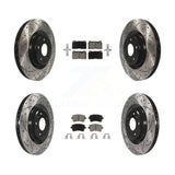 Front Rear Coated Drilled Slotted Disc Brake Rotor & Ceramic Pad Kit For Audi Q5