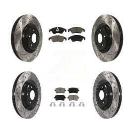 Front Rear Coated Drilled Slot Disc Brake Rotor & Ceramic Pad Kit For Audi Q5 S5