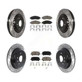 Front Rear Drill Slot Disc Brake Rotor Ceramic Pad Kit For Honda Pilot Ridgeline