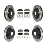 Front Rear Drill Slot Disc Brake Rotor Ceramic Pad Kit For Honda Pilot Ridgeline